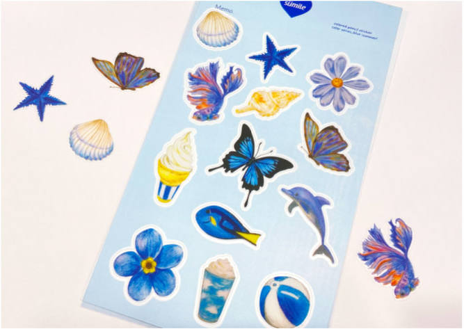 Petit Fancy Floral Blue Sticker (PD-830)